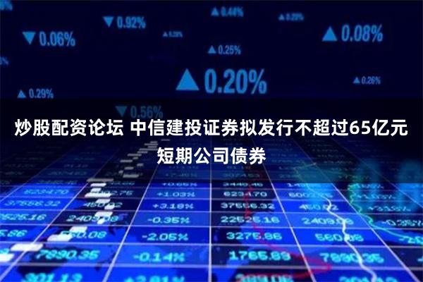 炒股配资论坛 中信建投证券拟发行不超过65亿元短期公司债券